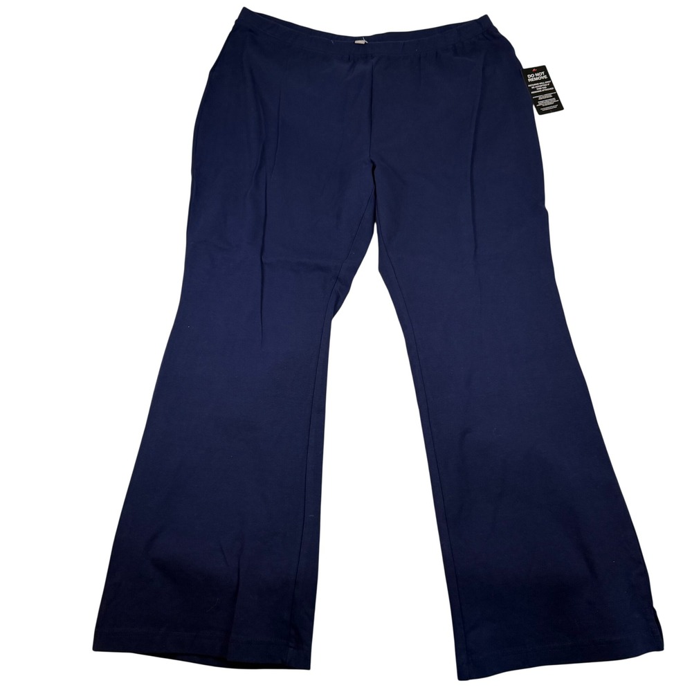 Woman Within Navy Blue Knit Flare Leg Pants Plus Size 1X 22/24 NEW